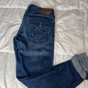 True Religion, denim jeans with flap.